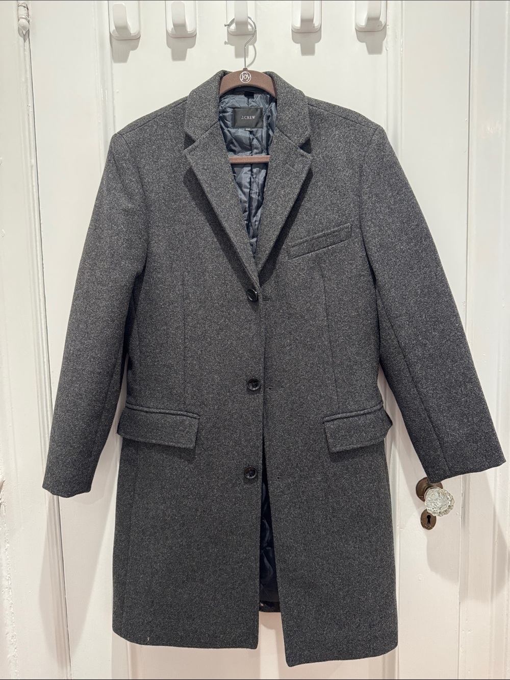 J. Crew Men's Gray Wool-Blend Overcoat - Classic Tailored Coat